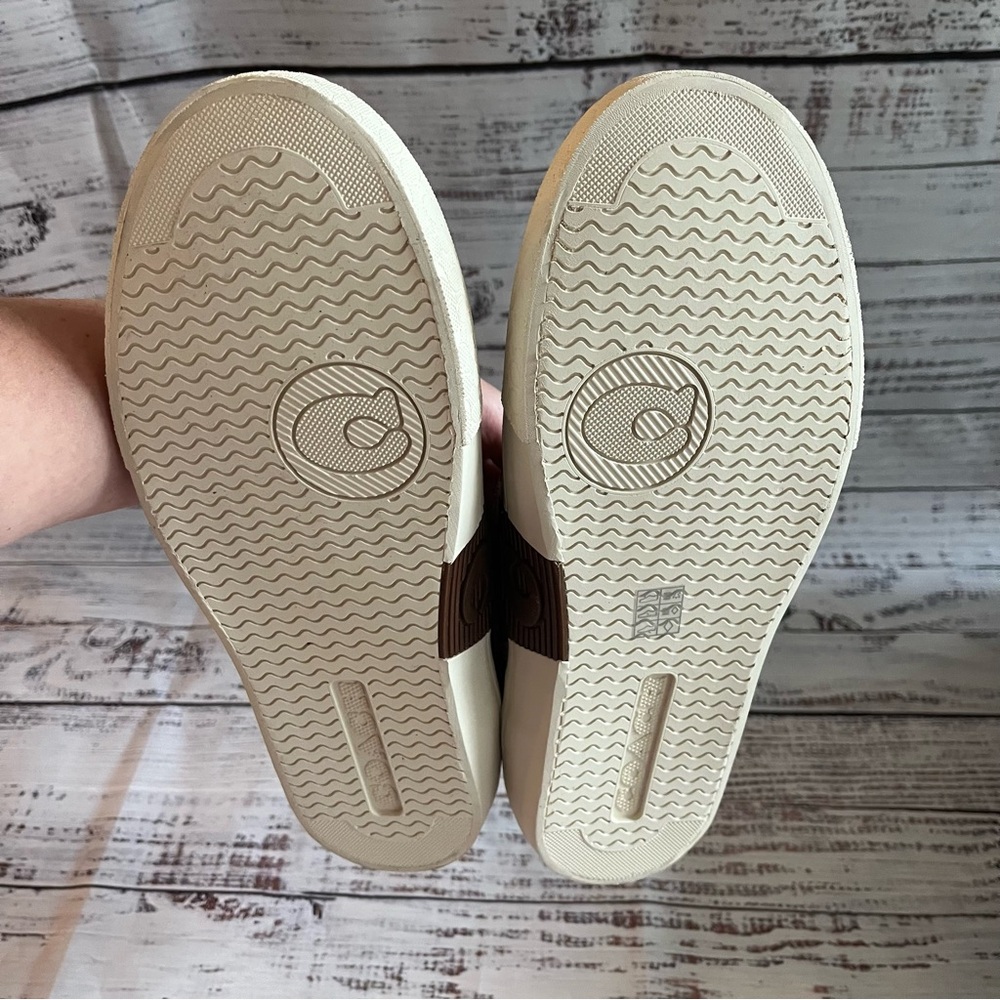 Coach Beige Monogram Low-Top Sneakers with White Soles - Picture 10 of 13